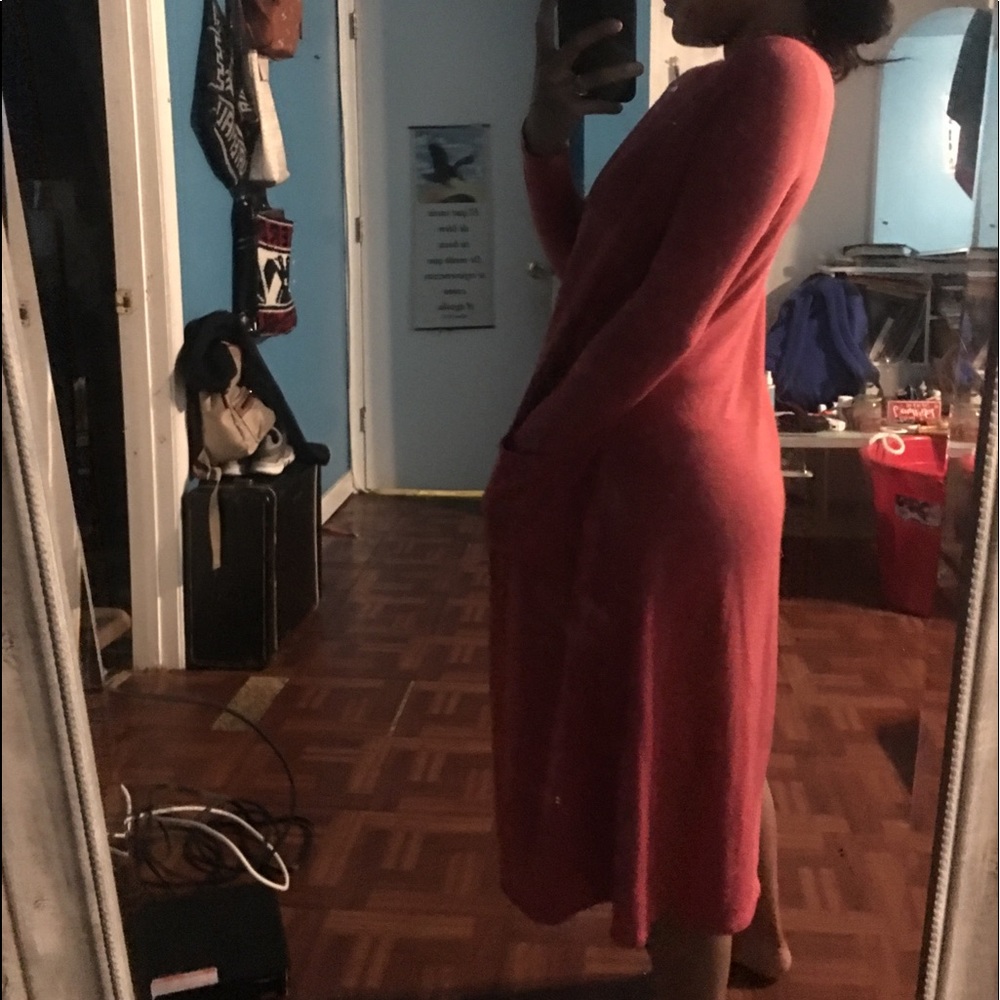 long peachy pink cardigan
